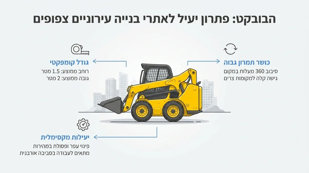 בובקט פועל באתר בנייה צפוף